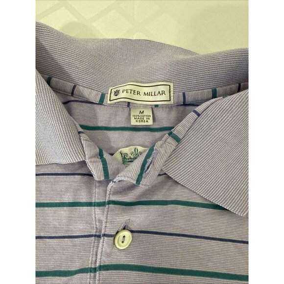 Peter Millar Crown Crafted Golf Polo Shirt Purple Striped Men’s M Performance - Picture 3 of 9